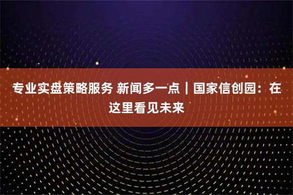 专业实盘策略服务 新闻多一点｜国家信创园：在这里看见未来